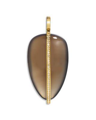 14K Yellow Gold Smoky Quartz & Diamond Pebble Pendant by BY PARIAH