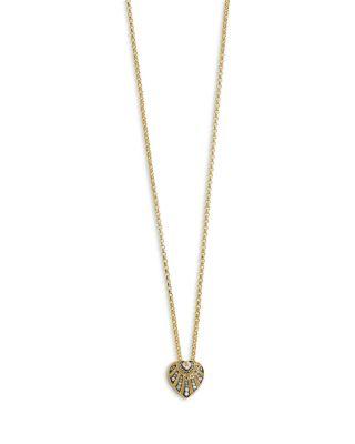 14K Yellow Gold White Sapphire & Diamond Aurora Heart Pendant Necklace by BY PARIAH
