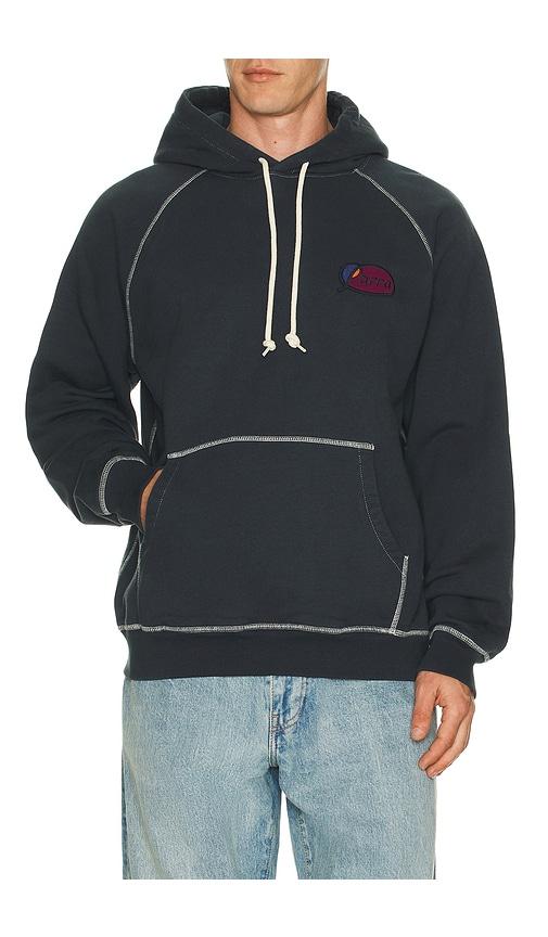 By Parra Circled Script Logo Hooded Sweatshirt in Blue by BY PARRA