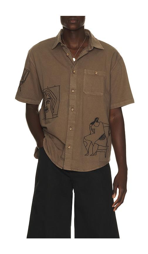 By Parra Crooked Face Short Sleeve Shirt in Brown by BY PARRA