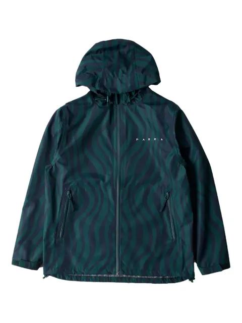 Flow wave-print hoodied rain jacket by BY PARRA