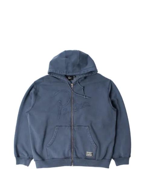 embroidered-logo washed-finish hoodie by BY PARRA