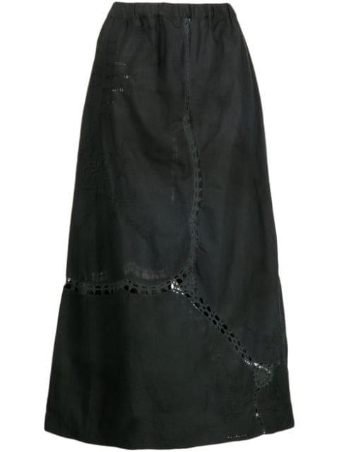 embroidered-detail cotton long skirt by BY WALID
