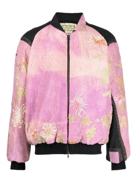 floral-embroidered bomber jacket by BY WALID