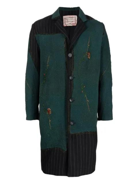 patchwork button-up coat by BY WALID