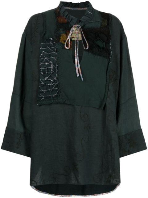 patchwork-design cotton tunic by BY WALID