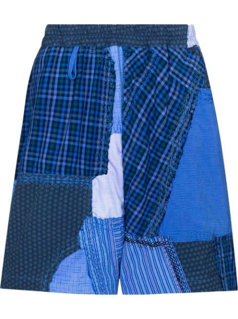 patchwork track shorts by BY WALID