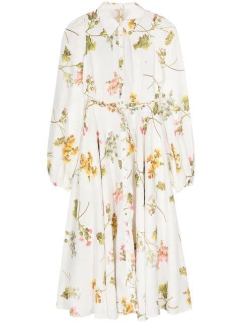 floral-print belted midi dress by BYTIMO