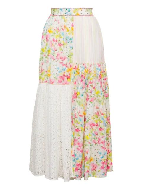 floral-print eyelet-detail skirt by BYTIMO