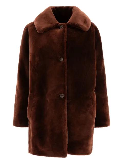 button-fastening collar coat by B&W