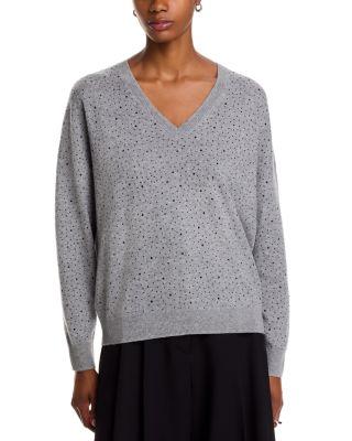 100% Cashmere V Neck Crystal Sweater - Exclusive by C BY BLOOMINGDALE'S CASHMERE