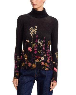 Floral Print Turtleneck Cashmere Sweater by C BY BLOOMINGDALE'S CASHMERE