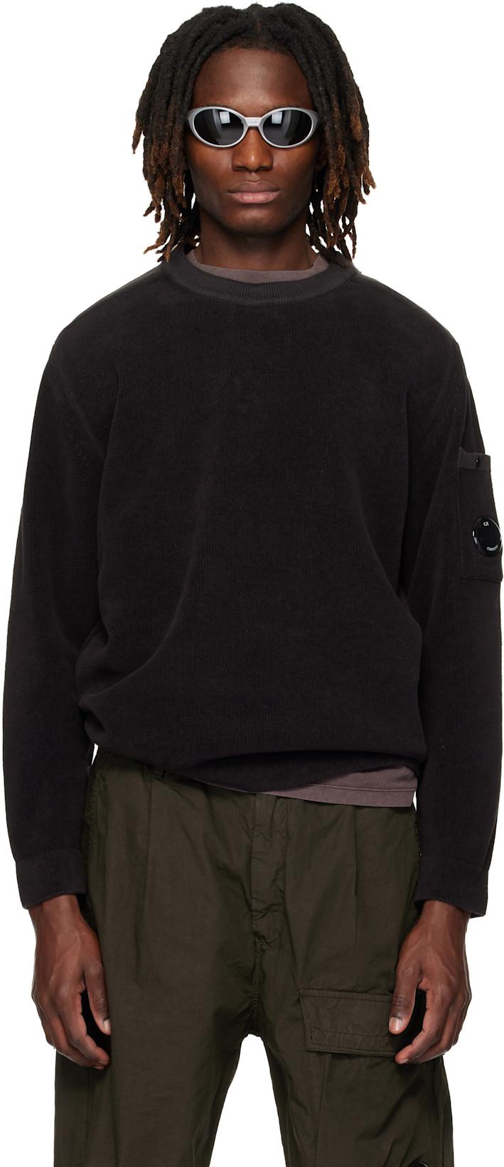 Black Cotton Chenille Lens Sweater by C.P. COMPANY
