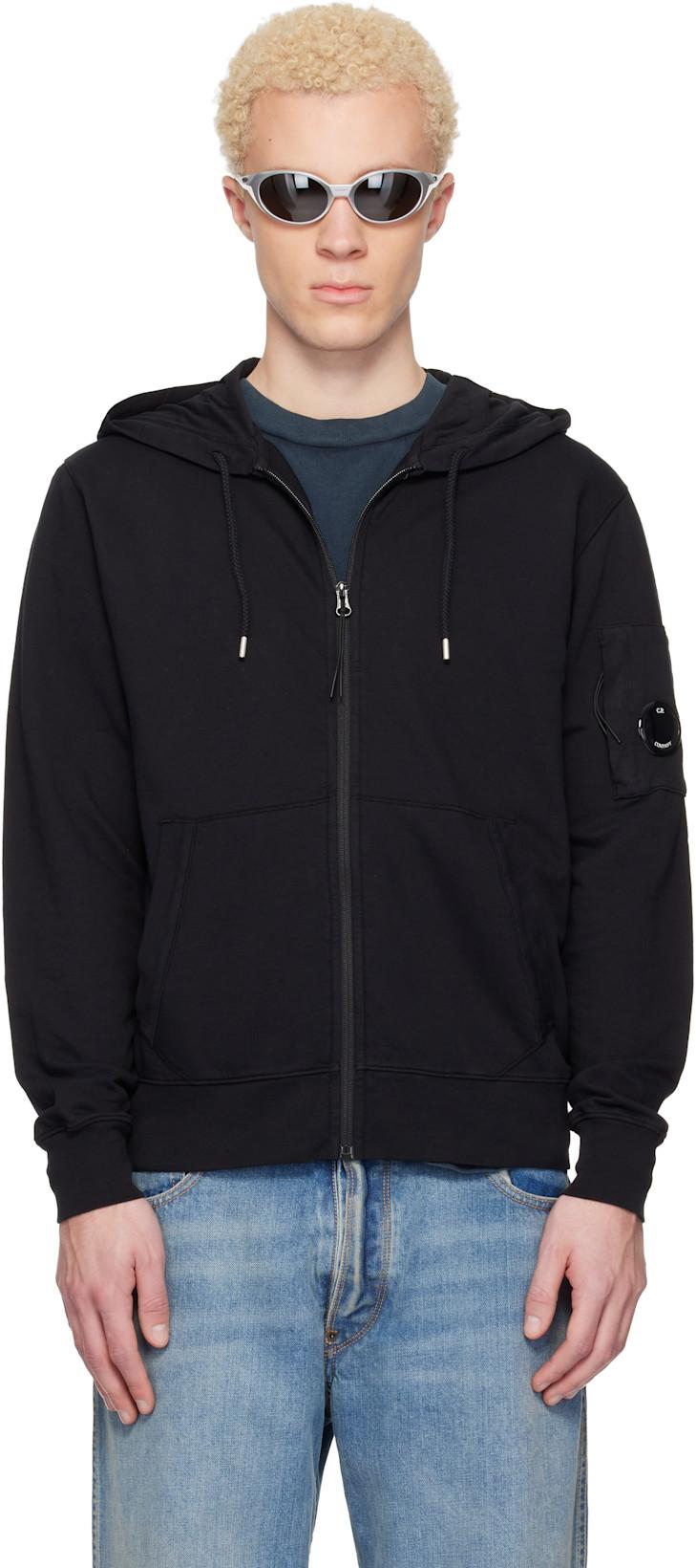 Black Light Fleece Zip Lens Hoodie by C.P. COMPANY