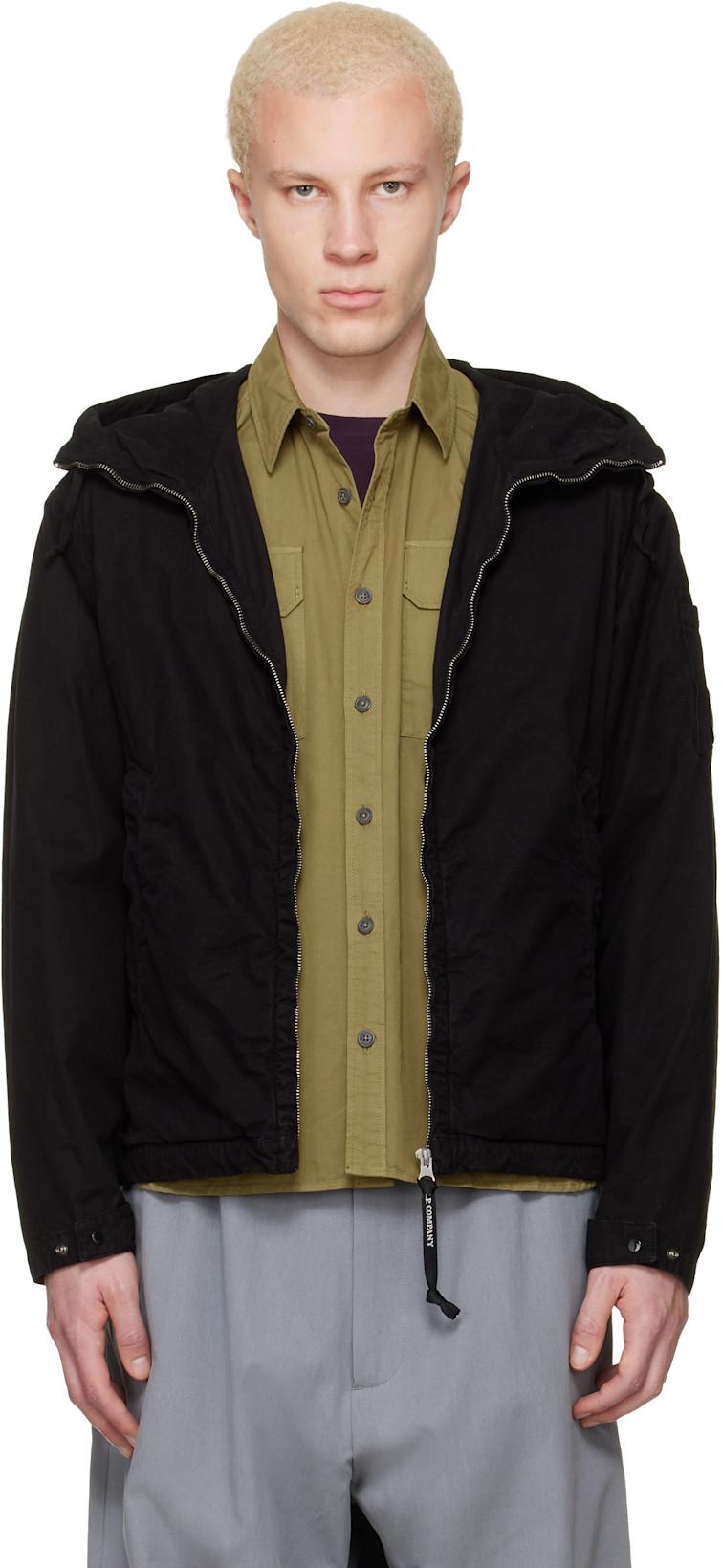 Black Micro-Reps Hooded Lens Jacket by C.P. COMPANY