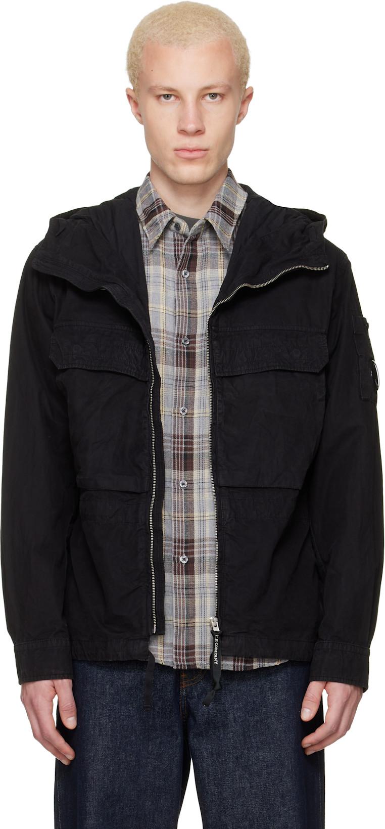 Black Micro-Reps Hooded Lens Overshirt by C.P. COMPANY