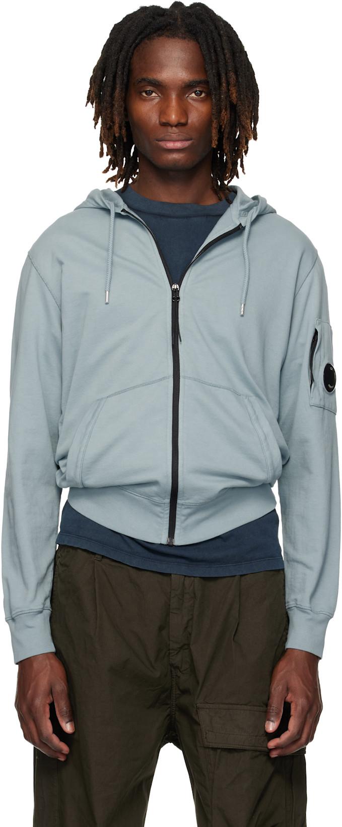 Blue Light Fleece Zip Lens Hoodie by C.P. COMPANY