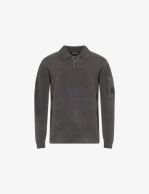 Branded-Lens Patch Long-Sleeves Chenille Polo Shirt by C.P. COMPANY