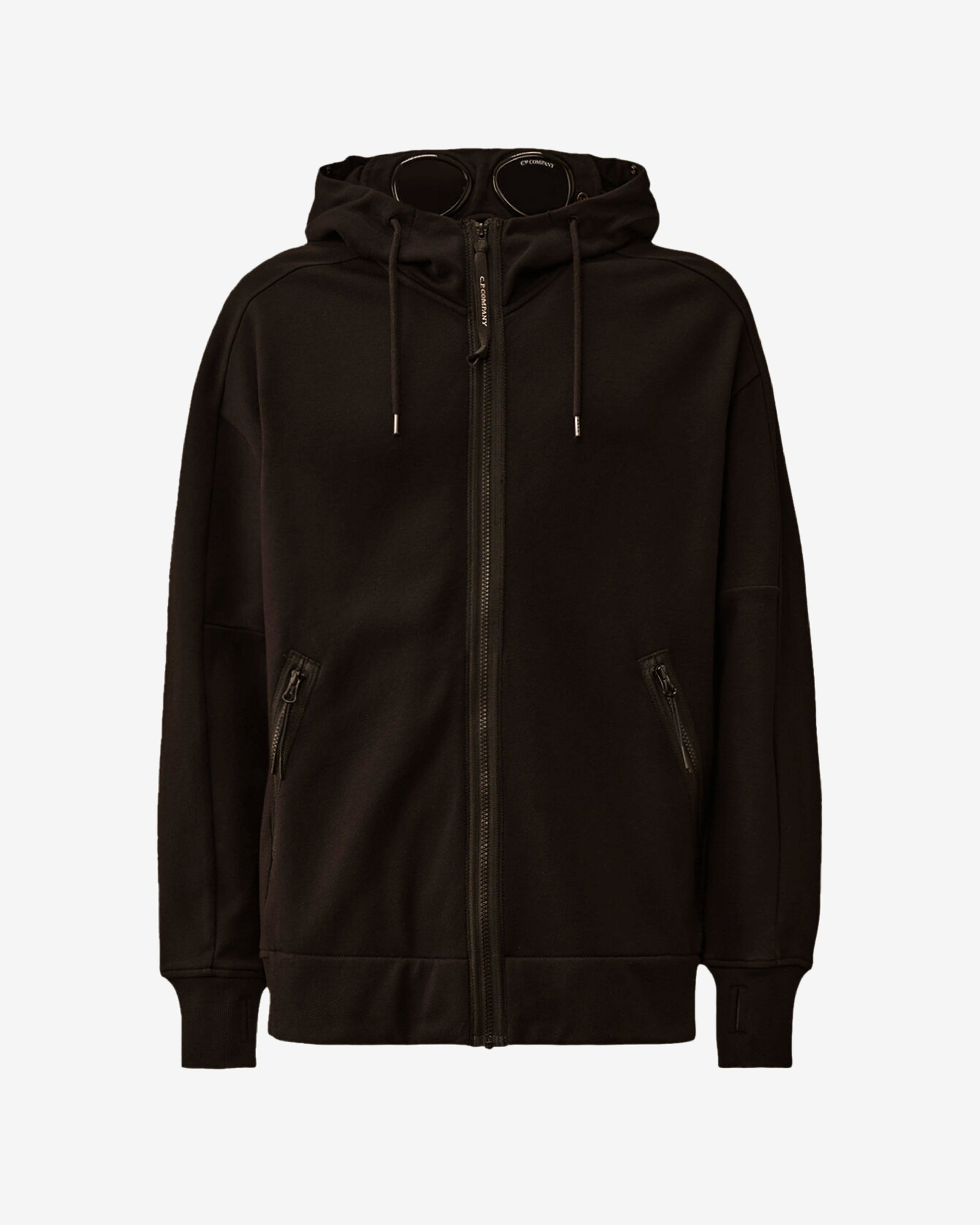 C.P. Company - Men's Diagonal Raised Fleece Goggle Sweatshirt - (Black) by C.P. COMPANY
