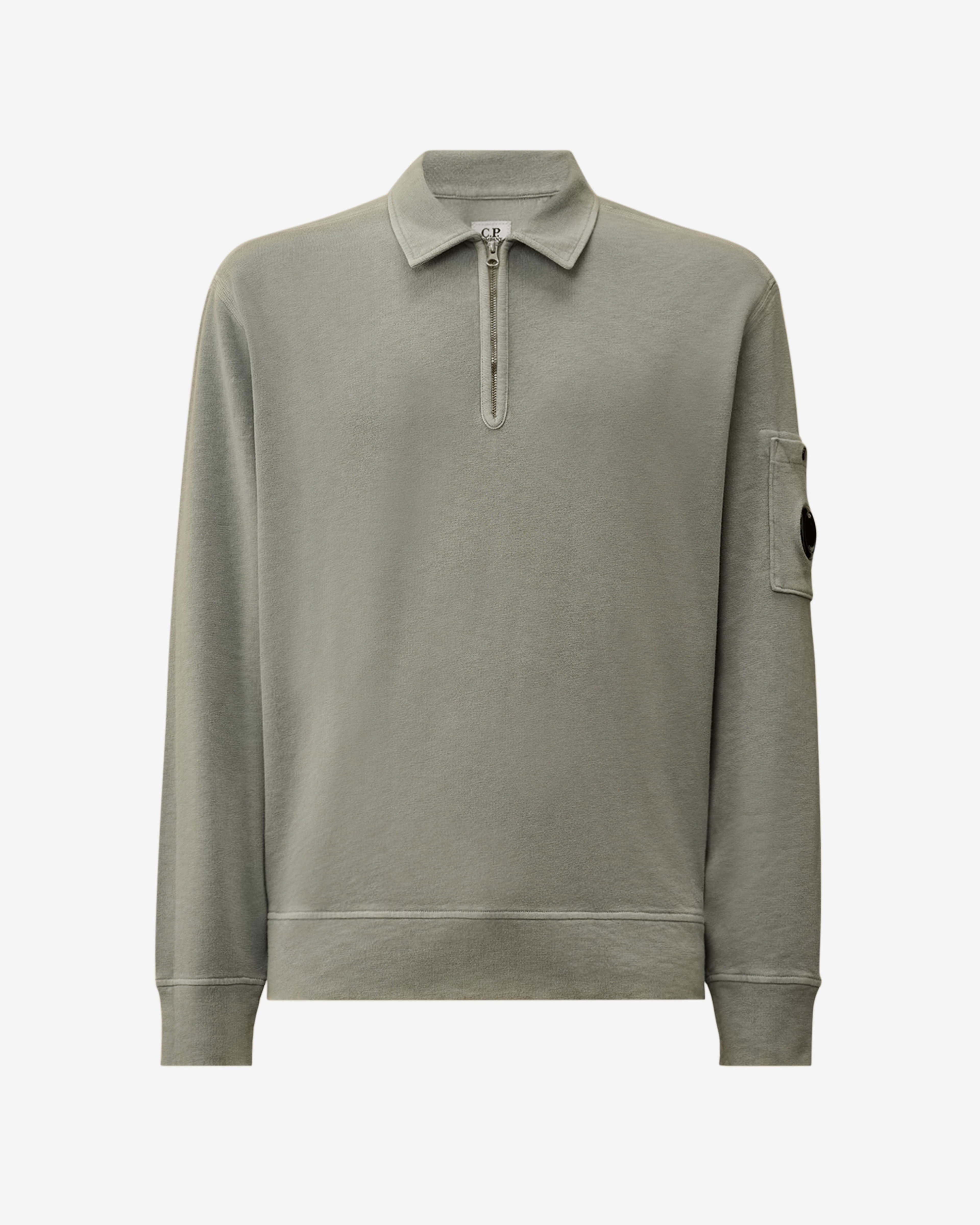 C.P. Company - Men's Malfilè Fleece Lens Half Zip Sweatshirt - (Silver Blue) by C.P. COMPANY