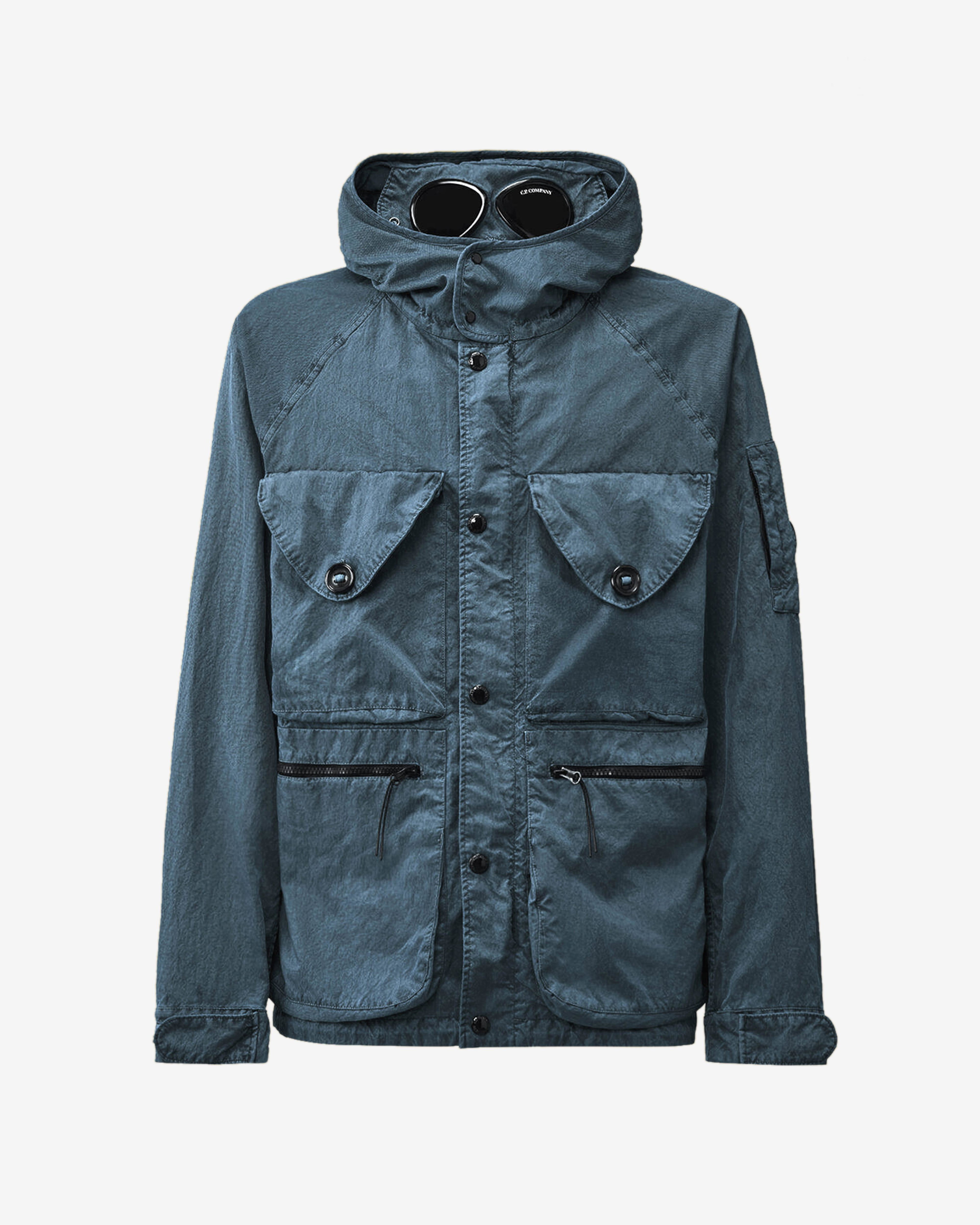 C.P. Company - Men's Panama-R Mixed Goggle Jacket - (Silver/Blue) by C.P. COMPANY