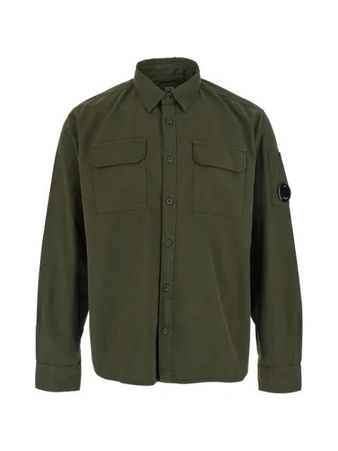 Gabardine long-sleeve lens-detail cotton shirt by C.P. COMPANY