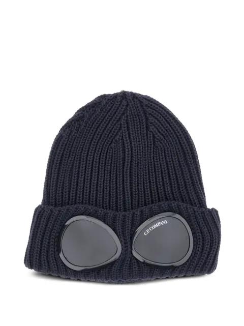 Goggle-detail ribbed beanie by C.P. COMPANY