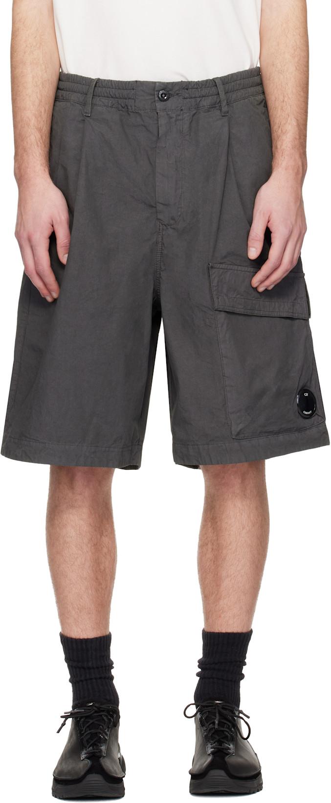 Gray Micro-Reps Boxy Lens Shorts by C.P. COMPANY