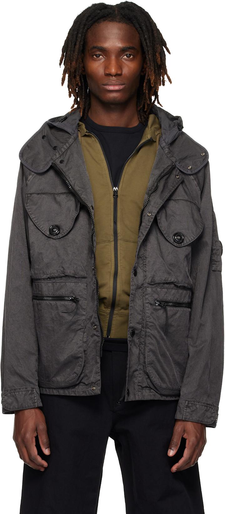 Gray Panama-R Mixed Goggle Jacket by C.P. COMPANY