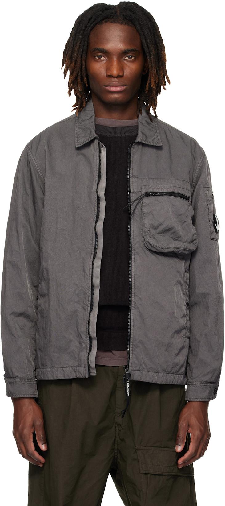 Gray Panama-R Zipped Lens Overshirt by C.P. COMPANY