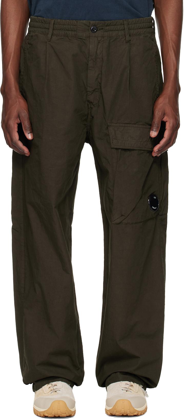 Khaki Micro-Reps Boxy Leg Pocket Lens Cargo Pants by C.P. COMPANY