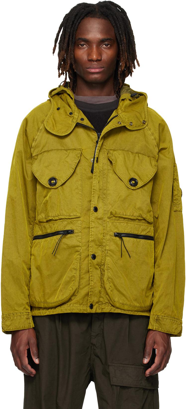 Khaki Panama-R Mixed Goggle Jacket by C.P. COMPANY