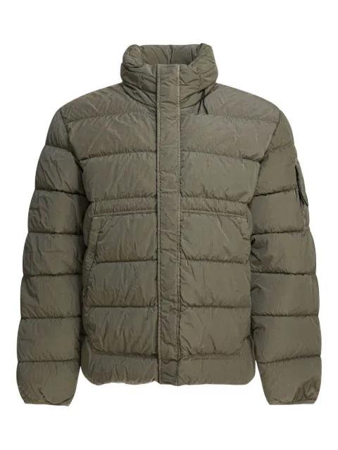 Orange quilted down jacket by C.P. COMPANY
