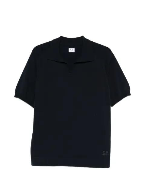 cotton crepe short-sleeve polo sweater by C.P. COMPANY