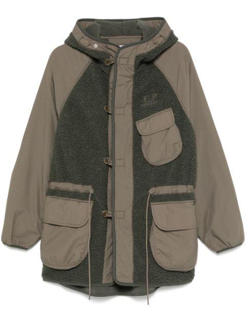 faux-shearling hoodied jacket by C.P. COMPANY