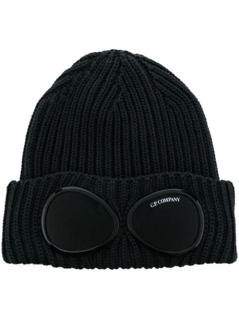 goggle-detail knit beanie by C.P. COMPANY