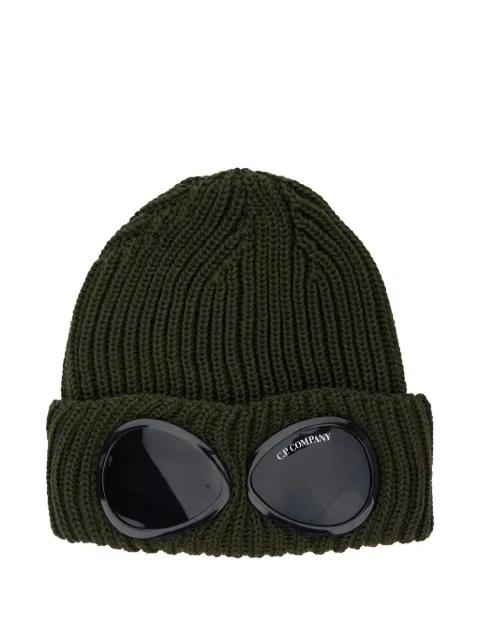 goggle-detail ribbed beanie hat by C.P. COMPANY