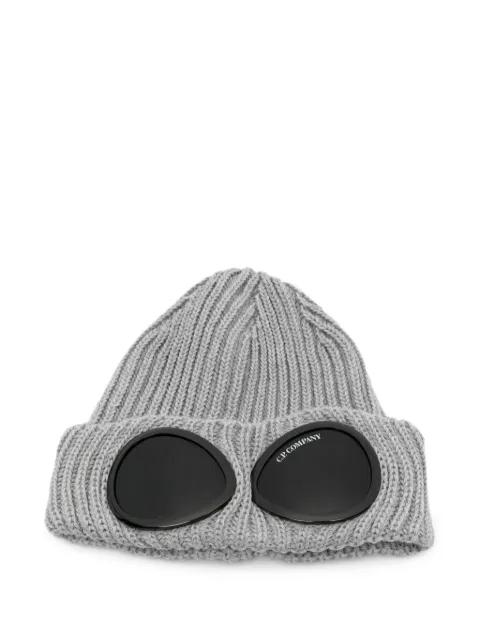 goggle-detail wool beanie hat by C.P. COMPANY