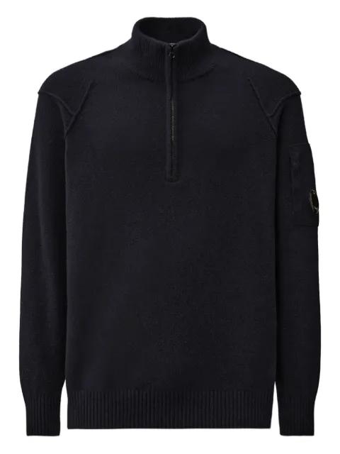 half-zip lens-detail sweater by C.P. COMPANY