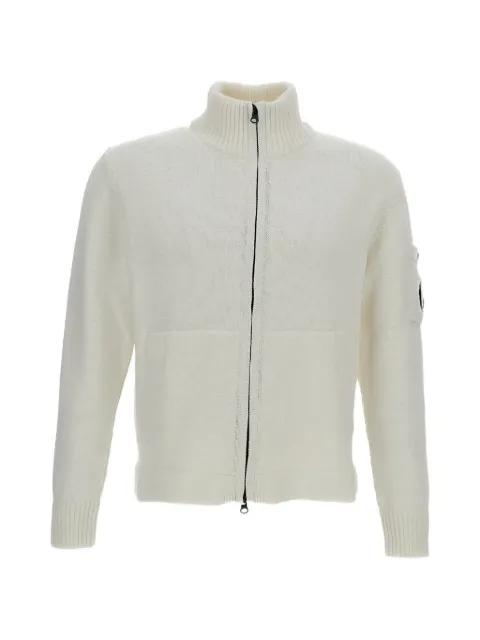 logo-detail zip-up cardigan by C.P. COMPANY