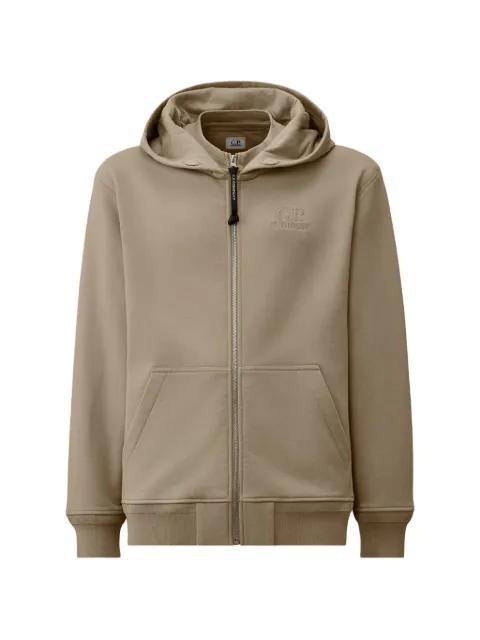logo-detail zip-up hoodie by C.P. COMPANY