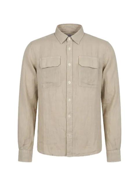 logo-embroidered chest-pocket shirt by C.P. COMPANY