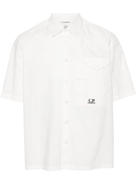 logo-embroidered cotton shirt by C.P. COMPANY