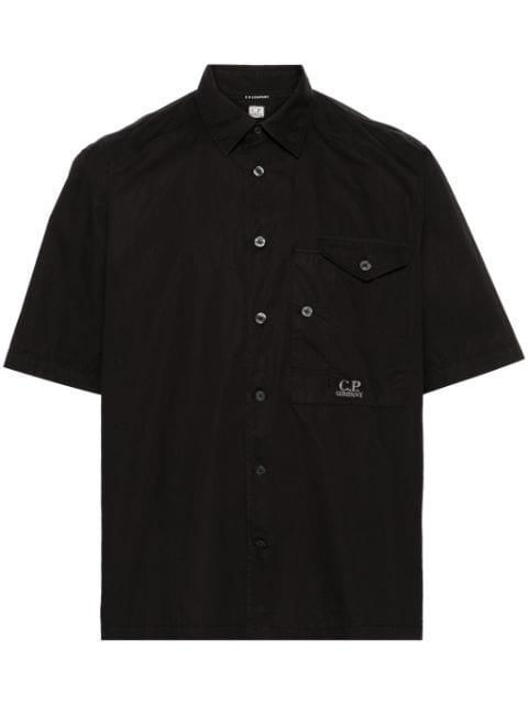 logo-embroidered cotton shirt by C.P. COMPANY
