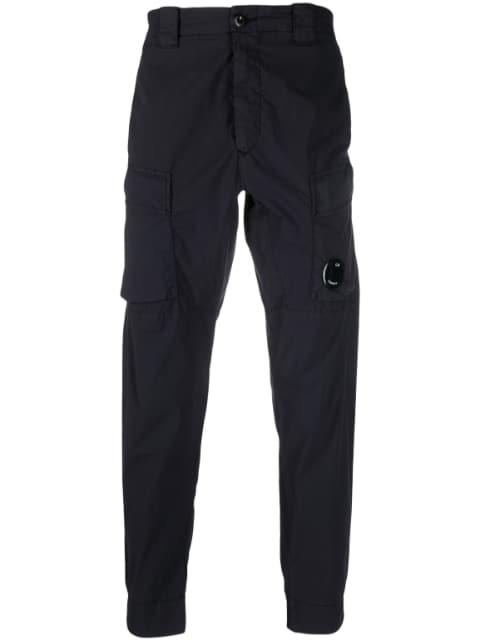 logo-patch tapered trousers by C.P. COMPANY