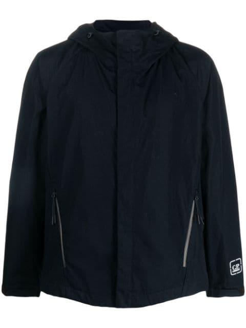 logo-patch zipped hoodied jacket by C.P. COMPANY