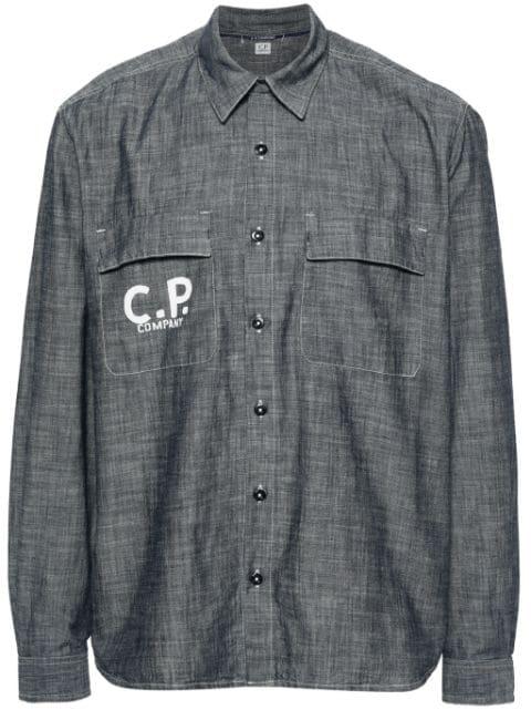 logo-print chambray shirt by C.P. COMPANY
