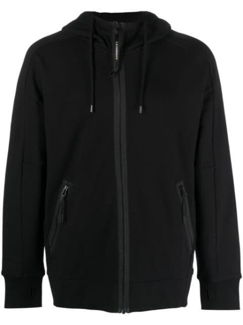logo-print cotton hoodie by C.P. COMPANY