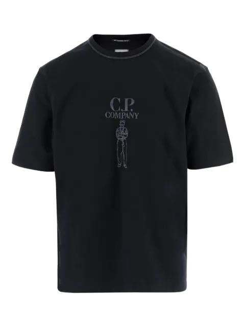 mercerized jersey 30/2 twisted short sleeve logo T-shirt by C.P. COMPANY
