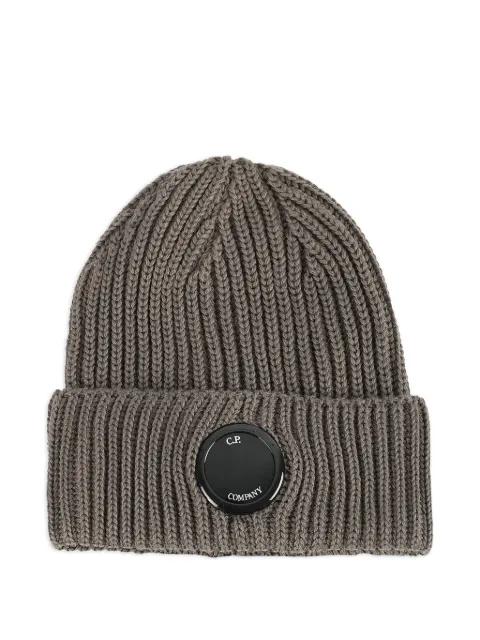 ribbed-detail logo-patch beanie by C.P. COMPANY